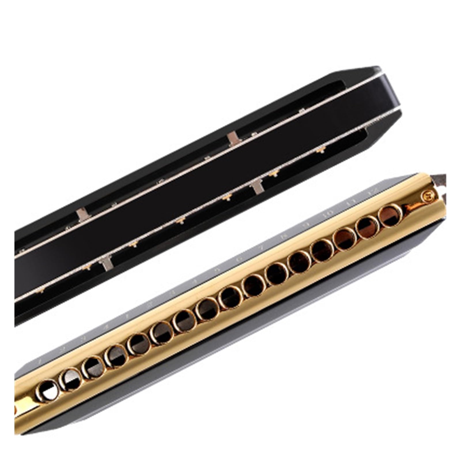 Mundharmonikas 16-Loch-64-Ton-Schwarz-Chromatisch-Mundharmonika-Musikinstrument