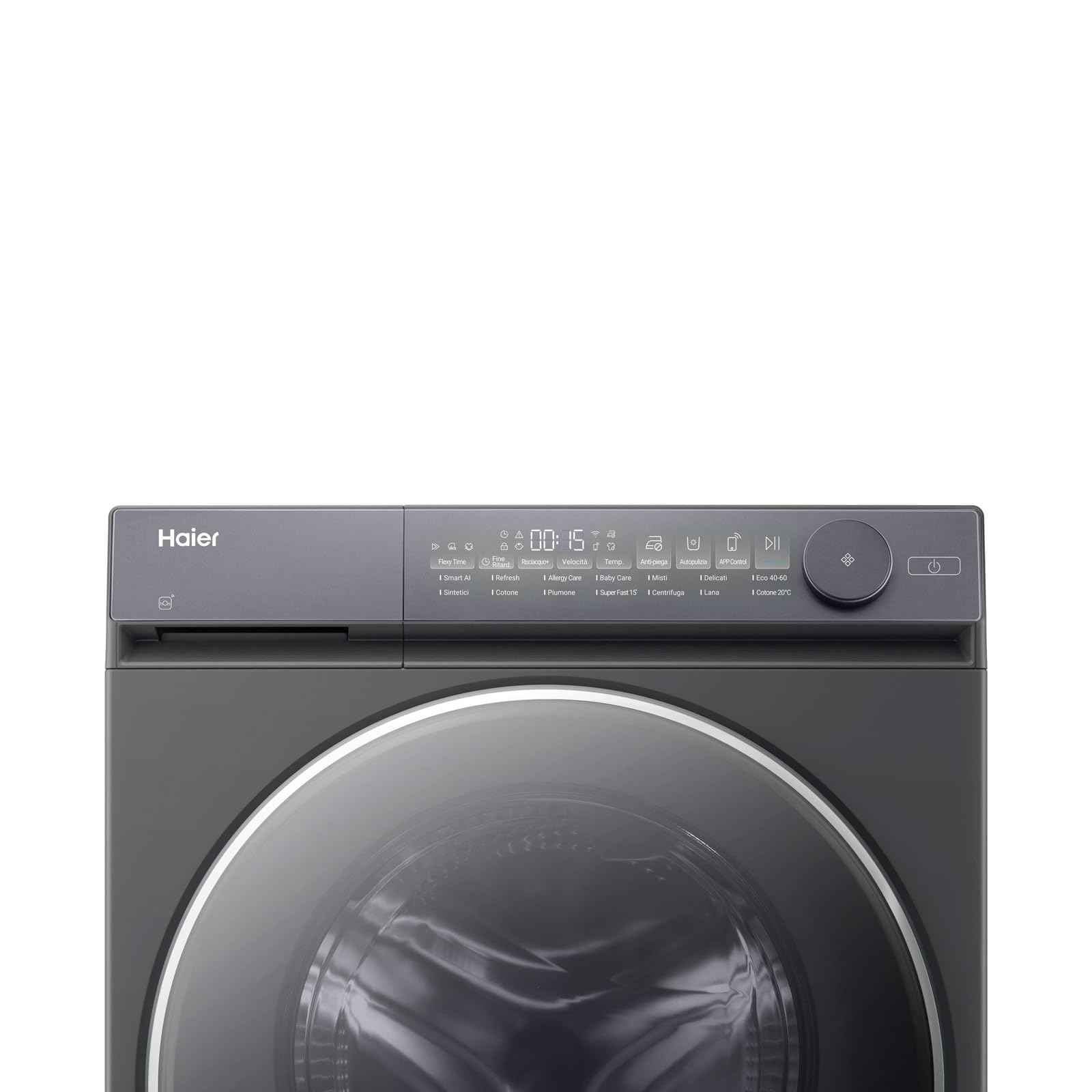 Haier X Serie 7 Lavatrice Slim 8 kg, Libera Installazione, Carica Frontale, Classe A-25%, 1400 Giri, Motore Direct Motion, Wi-Fi, hOn, 60 x 50 x 85 cm, Antracite Starry Silver - HW80-B14367GTUIT