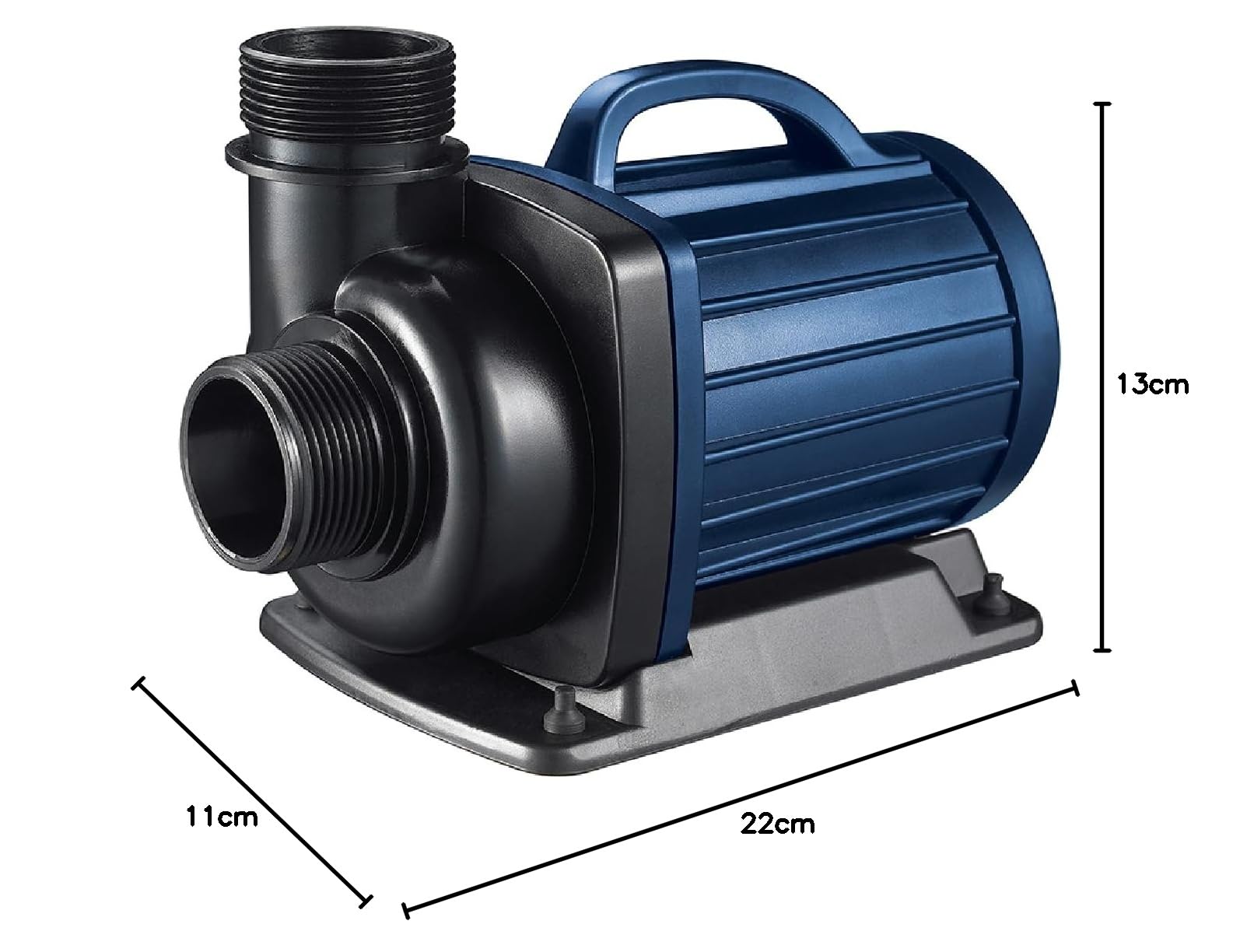 AquaForte DM 6.500 Niedervolt 12 Volt 50 Watt Teichpumpe, Fördermenge 6.500 Liter pro Stunde, Förderhöhe 4 Meter, automatischer Trockenlaufschutz, Kabellänge 10 Meter, Blau