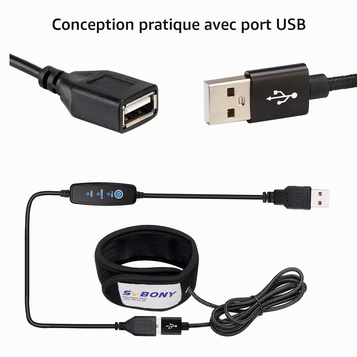 Svbony SV172 Bande Chauffante Anti-Bué, Chauffe Objectif Bande, 240mm Régulateur de Température Anti Gel et Buée pour Appareil Photo Télescopique
