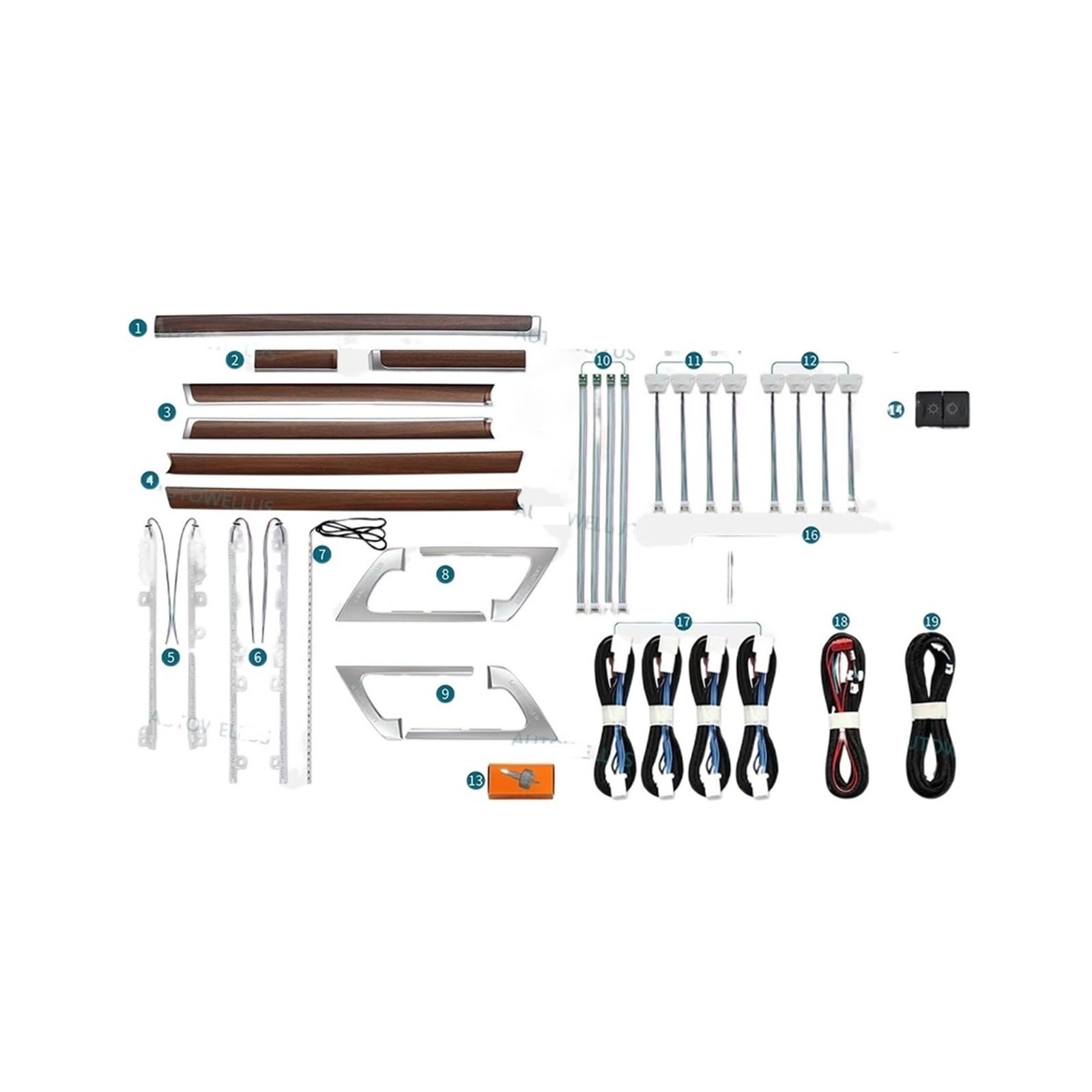 XCZPRKMXY Car High-Profile Car Interior Touch Land Patrol Modification Ambient Light Compatible with Toyota Land Cruiser Peach Wood RGBatmosphere Lamp(2010-2016,Set A)