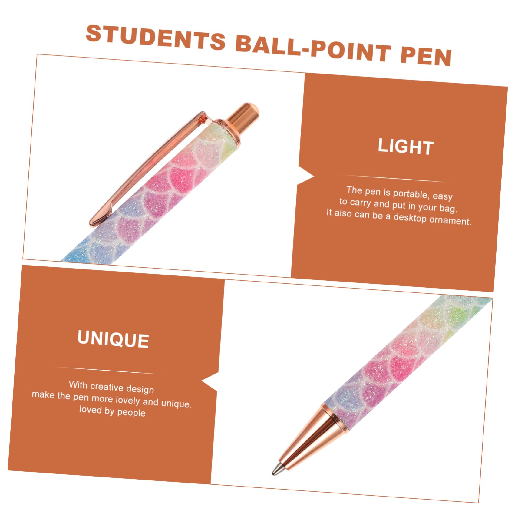 Lot De 3 Stylos À Bille À Paillettes Pour Étudiants Écriture Fluide 6 Pièces X 3