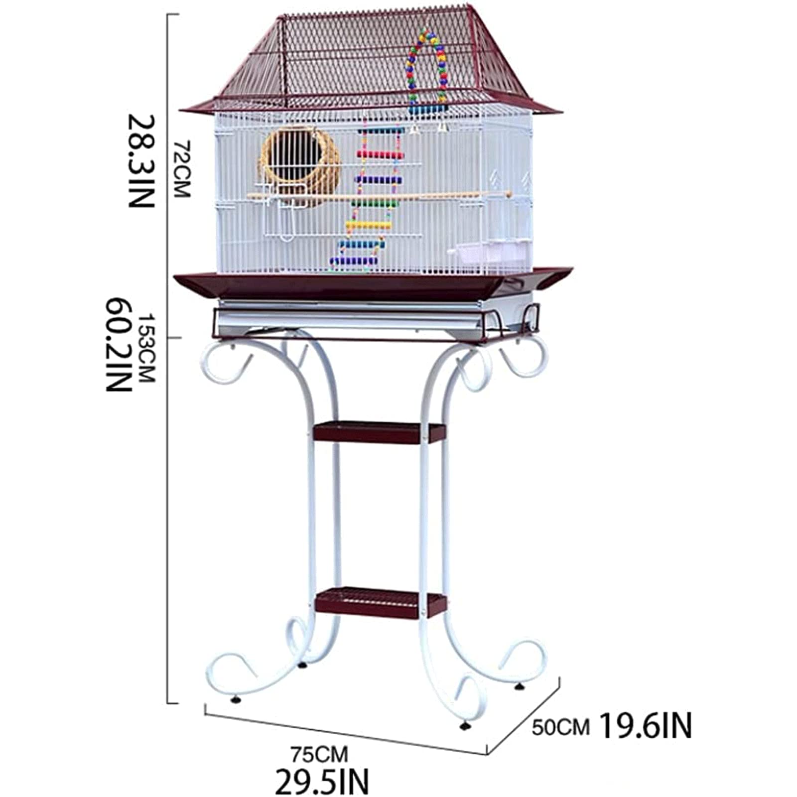 Casa degli uccelli Gabbia per uccelli grande in acciaio inossidabile, Habitat per uccelli multifunzionale per foraggio, riposo e gioco, Gabbia per uccelli in volo con vassoio estraibile Spazioso