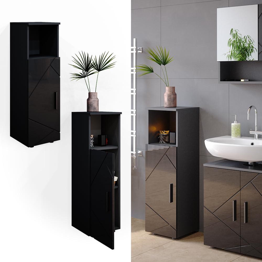 Vicco Mobiletto bagno Irma, Antracite lucido, 30 x 95 cm | per la conservazione di accessori da bagno e combinabile con Irma