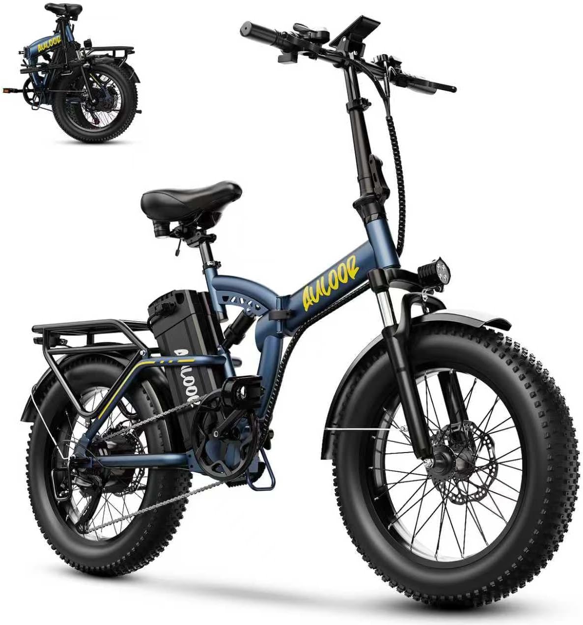 Foldable Electric Bike for Adults, 30+MPH, 48V 20Ah Removable Lithium Battery up to 80Miles, 20" Fat Tire 1000W Peak Motor Dirt Ebike Adult Electric Bicycle for Commute Beach Mountain E Bike