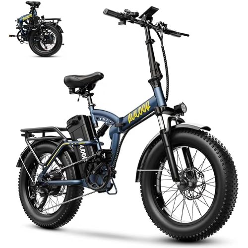 Foldable Electric Bike for Adults, 30+MPH, 48V 20Ah Removable Lithium Battery up to 80Miles, 20" Fat Tire 1000W Peak Motor Dirt Ebike Adult Electric Bicycle for Commute Beach Mountain E Bike