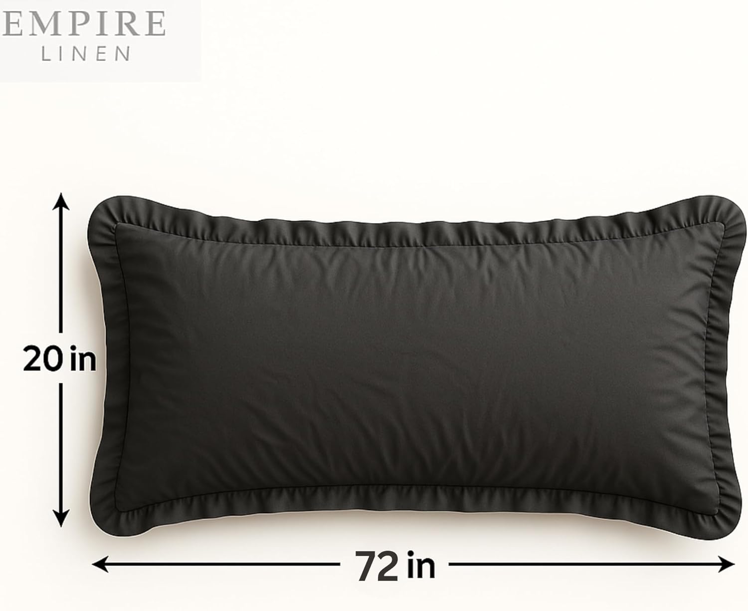 Empire Linen | Ruffled Body Pillowcase | Cotton Satin Weave | Soft and Breathable Pillow Cover with Hidden Zipper Closure | Decorative Body Pillow Sham with Single Layer Ruffles | Dark Grey, 20x72