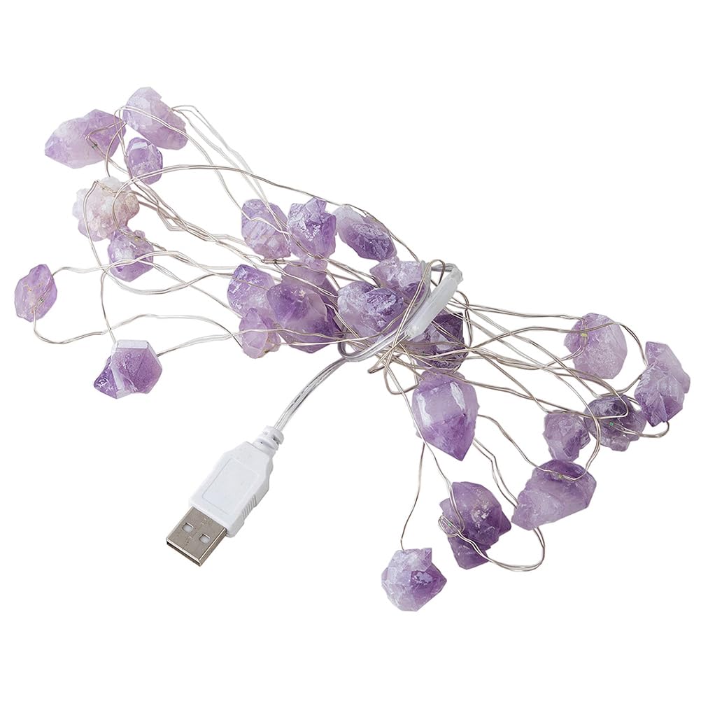 NUOBESTY USB Purple Amethyst Crystal String Lights 30 White LEDs USB Powered Decorative Hanging Light String for Party and Indoor Festival Décor