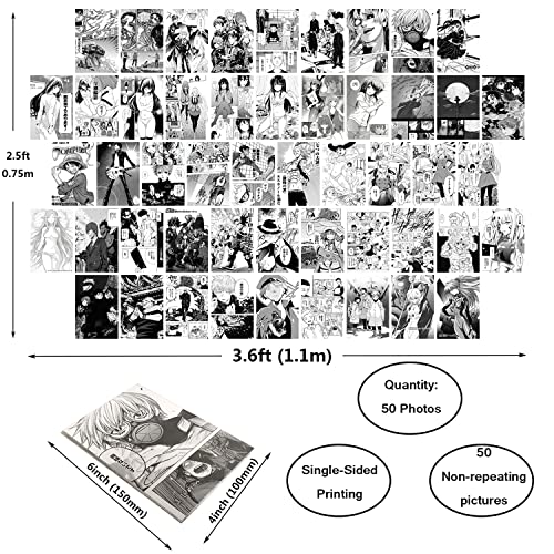 Kit de colagem de parede com imagem de anime 50 peças - Pôster estético de anime 10 x 15 cm, painéis