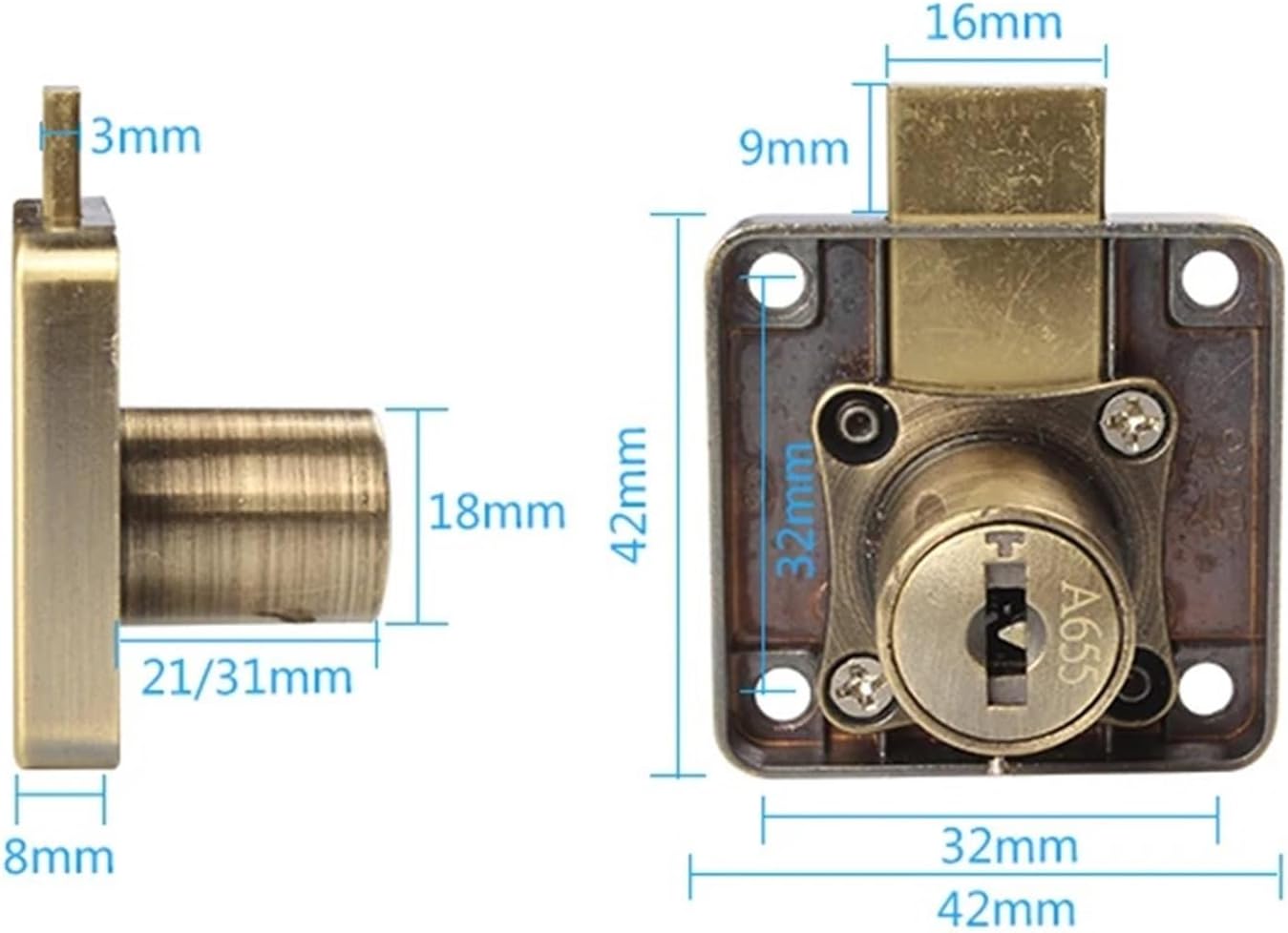 Drawer Lock Bronze with 2 Computer Keys 22 32mm Keyed Different Furniture Hardware MMS386 1Pcs(1 pcs NO 06)
