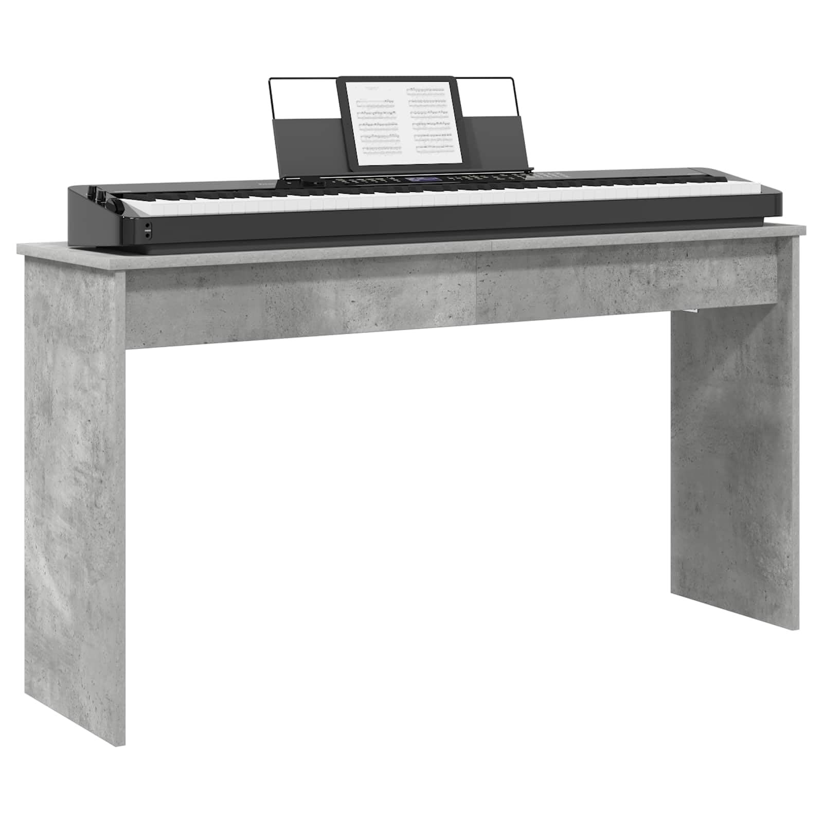 vidaXL Supporto per Tastiera Grigio cemento 120 x 32 x 64 cm, Supporto per tastiera in legno, resistente e moderno, accessorio da salotto per la musica, ideale per studio