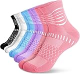 IRAMY Kompressionsstrümpfe für Damen Herren Plantarfasziitis Strümpfe Sport Laufsocken Kompressionssocken mit Knöchelstütze & Fußgewölbe Stütze 5 Paar(Rosa + Lila + Blau + Schwarz + Weiß S)