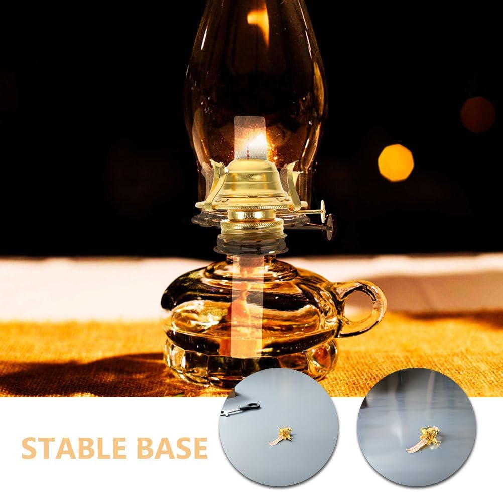 Ipetboom 4pcs Oil Lamp Burner: Replacement Oil Lamp Chimney Holder with Reduction Collar and Wick for Kerosene DIY Vintage Antique Lights