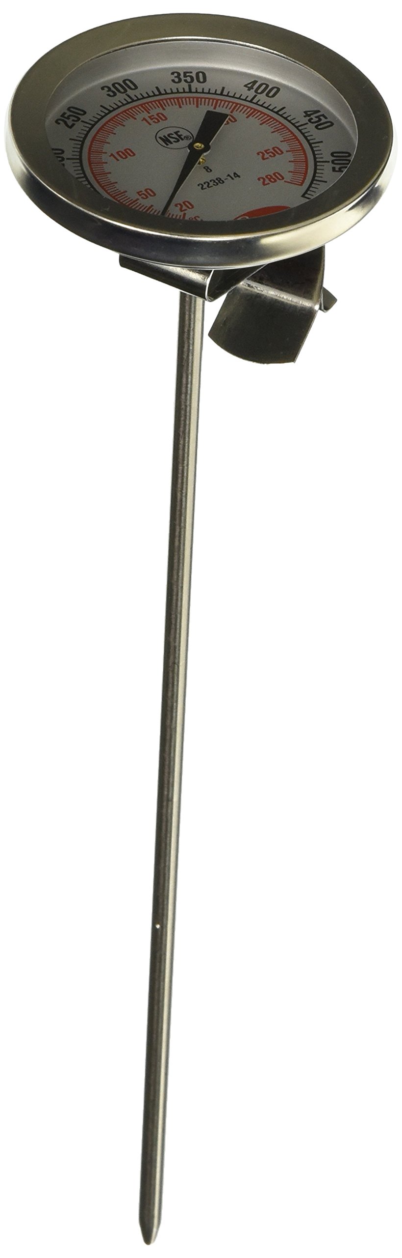 CooperAtkins Stainless Steel Bi-Metal Stem Test Thermometer with Clip Glass Lens, NSF, 50 to 550 Degrees F Temperature Range, 1, Silver