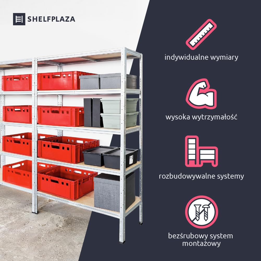 shelfplaza HOME 90x80x40 cm regał do dużych obciążeń w kolorze ocynkowany z 3 półkami i udźwigiem 175 kg na półkę