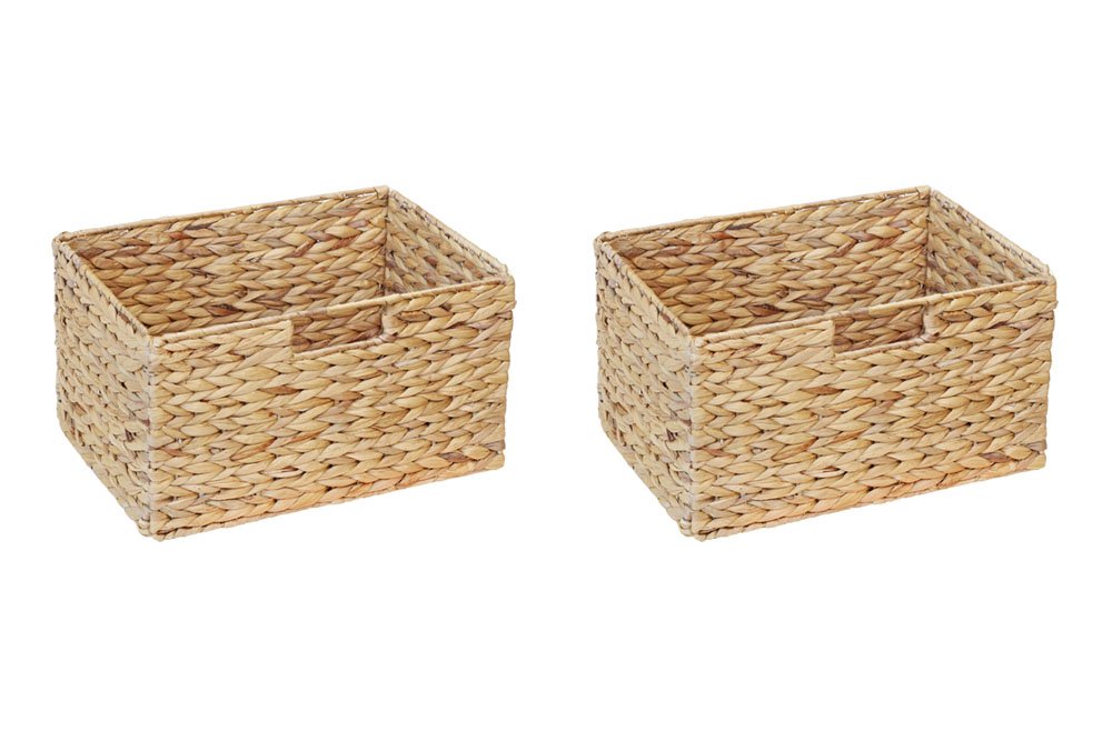 2er-Set Billy Regal Korb / 36 x 25 x 20 cm/Aus Wasserhyazinthe Natur/Faltkorb Flechtkorb Regalbox Storage Box Aufbewahrungskorb Schrankkorb klappbar faltbar und sehr stabil