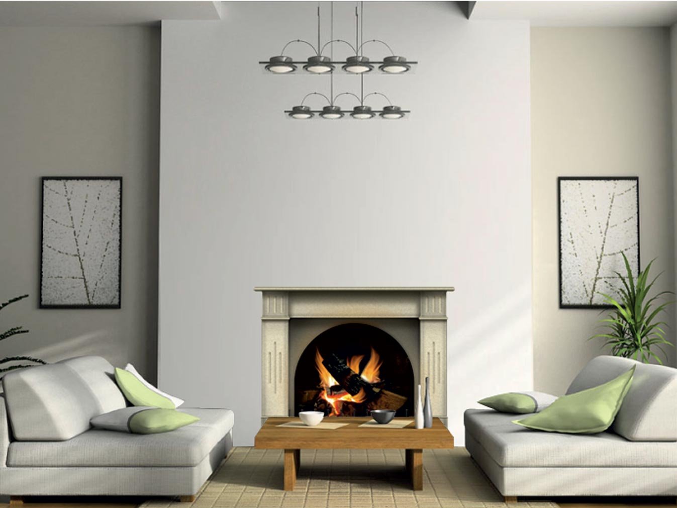 Wandaufkleber Kamin mit brennendem Feuer Wandtattoo Dekoration Brennholz Flammen fotorealistische Kunst Poster (Groß Sahara)