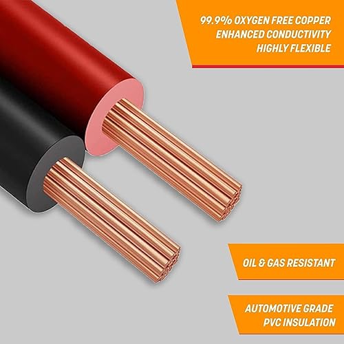 Miniatura 3 de GS Power Cable de cobre puro 20 AWG (calibre de cable americano) de 100 pies rojo y negro de 100 pies, cable de altavoz de alimentación para audio