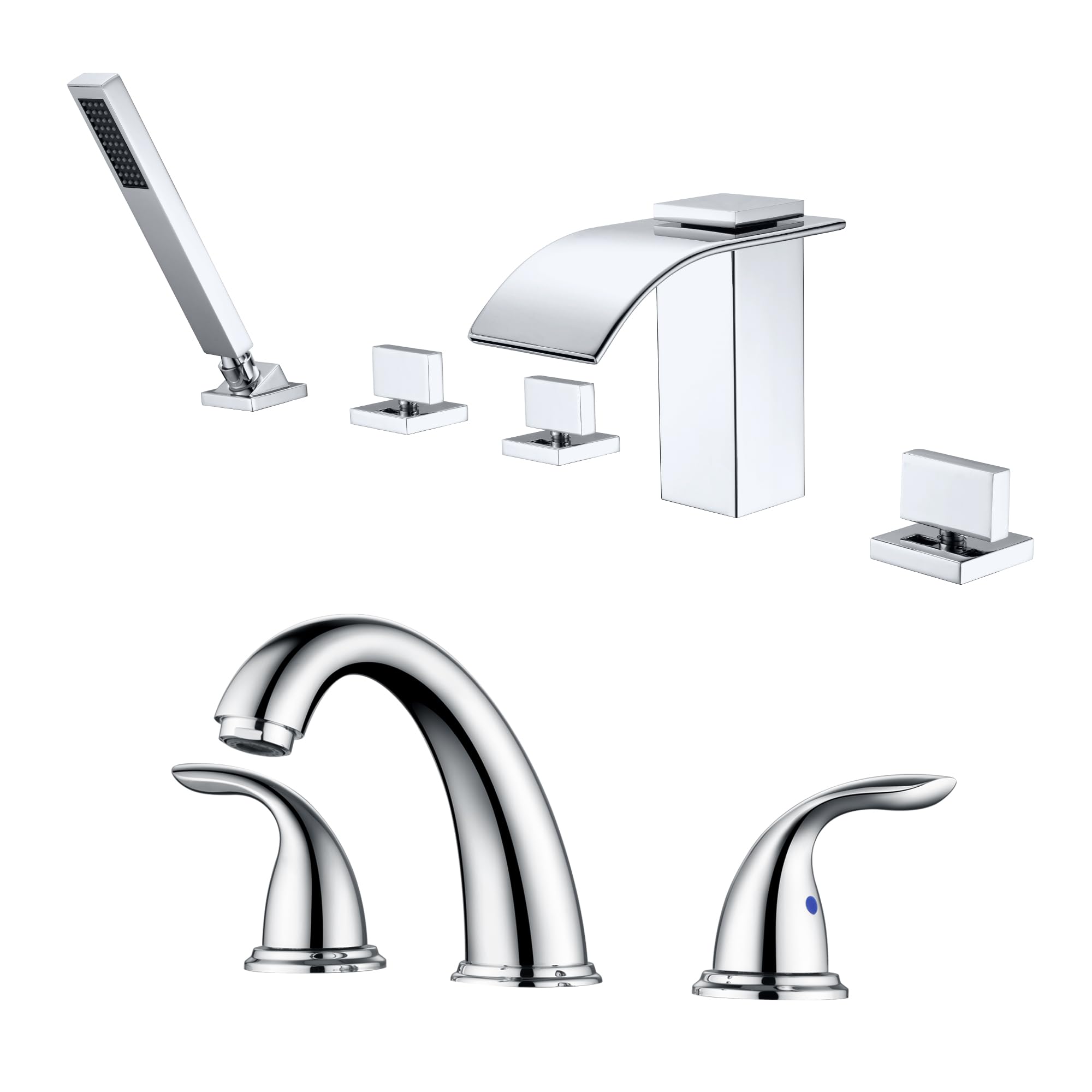 Jnfidosr Roman Tub Faucet S2126cw + 8 Inch Widespread Bathroom Faucet S1423s-Ch