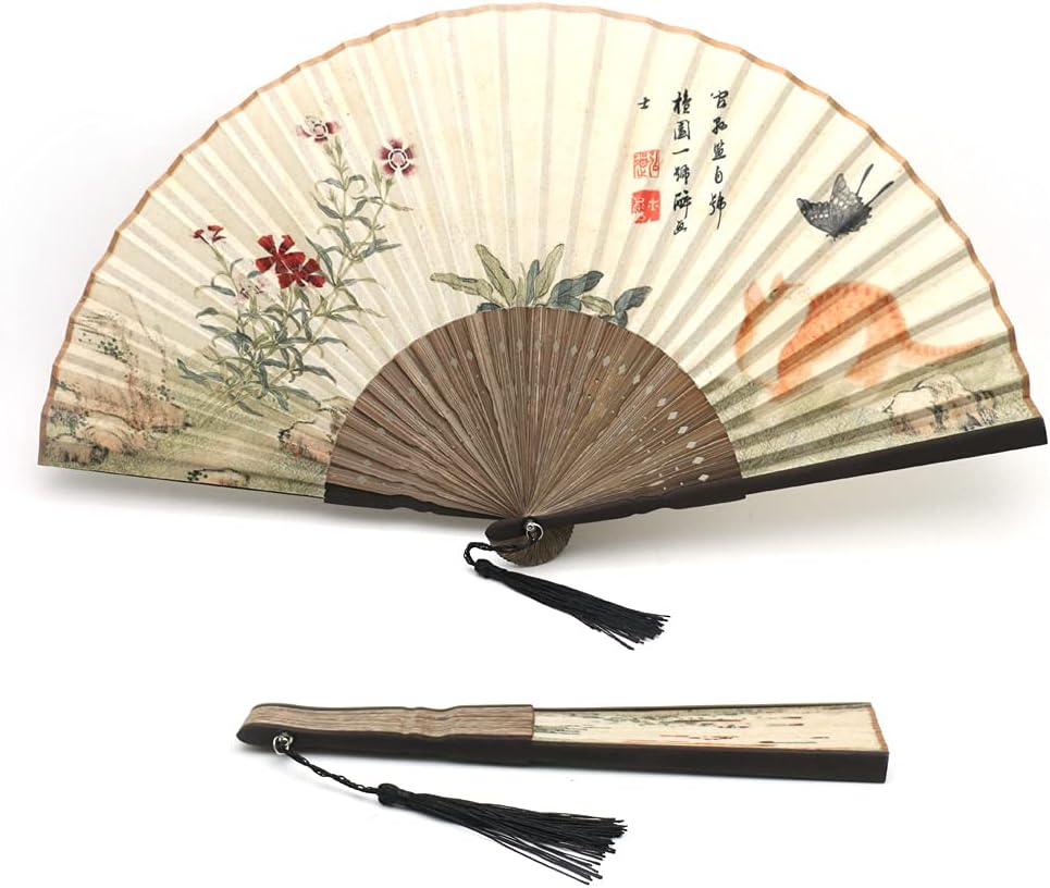 1SourceTek Silk Hand Held Folding Fans 8.27 inches (21cm) Women Hand Held Folding Fans With a