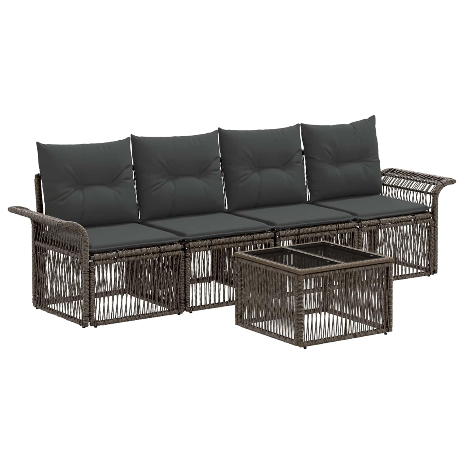 Canapé de jardin gris 5 pcs en polyrotin avec coussins vidaXL