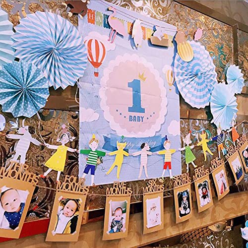 Baby 1st Birthday Photo Banner – 1-12 Month Milestone Bunting Garland, Kraft Paper Banner For Party Decor - View #10