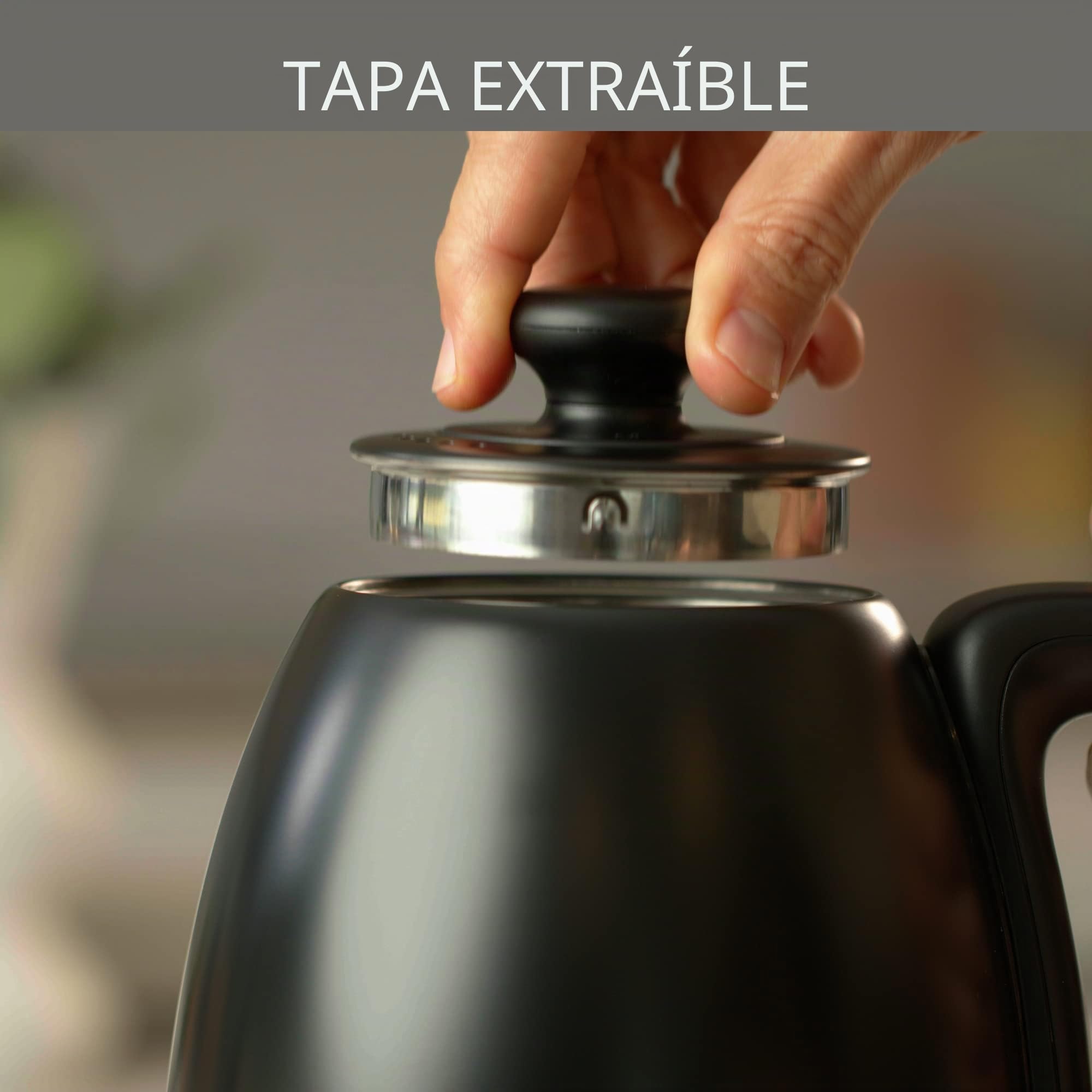 Krups Hervidor de agua de cuello de cisne, Versátil, Té, Café, Infusión, 8 temperaturas, Mantener caliente 30 min, Tapa extraíble, Café Control BW923810, Negro