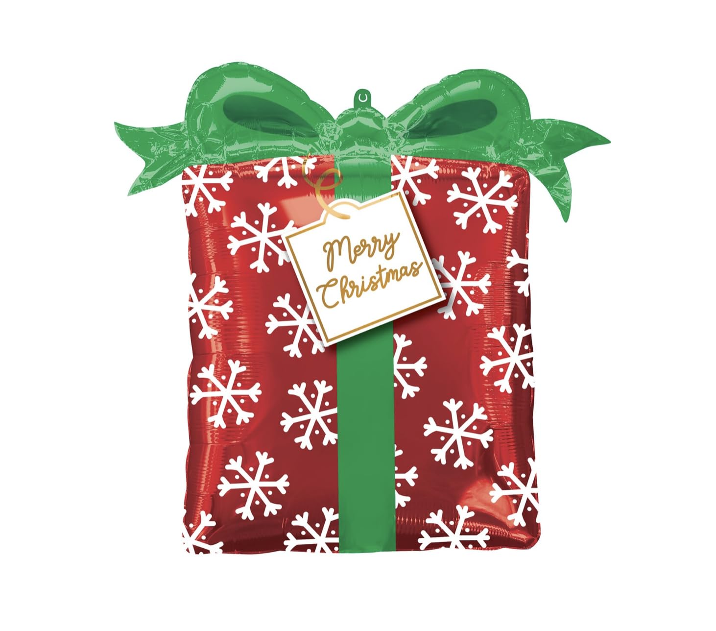 Snowflake Present Christmas Foil Balloon, 65cm (2 pack), Red