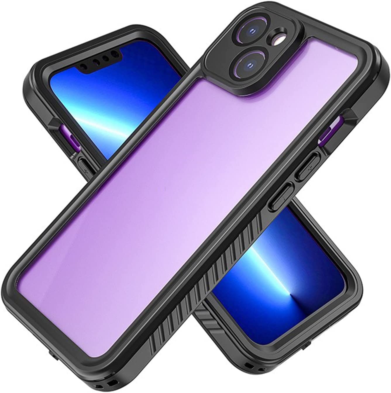 Funda para iPhone 14 Pro Max transparente antigolpes impermeable con cierre doble 8