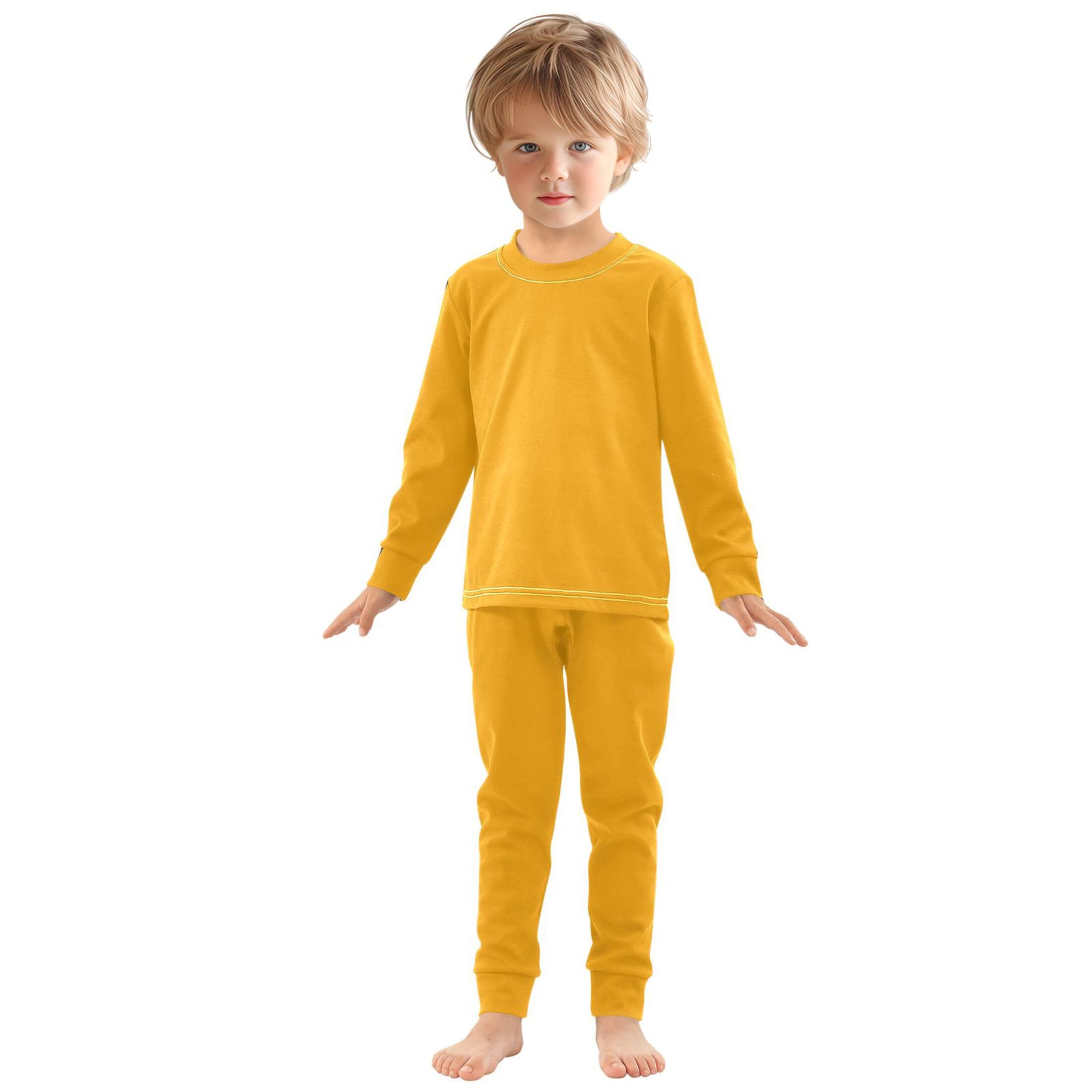 Orange Long Sleeve Pajamas Set Sleepwear Jammies 2pcs Set Pjs Orange