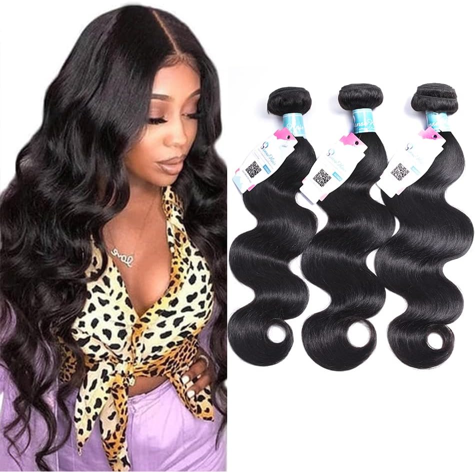 Brazilian Virgin Body Wave Human Hair Bundles 10 12 14 Inches 8A Unprocessed Virgin Weave Hair Human Body Wave Bundles Double Weft 1B Black Color Human Hair Extensions
