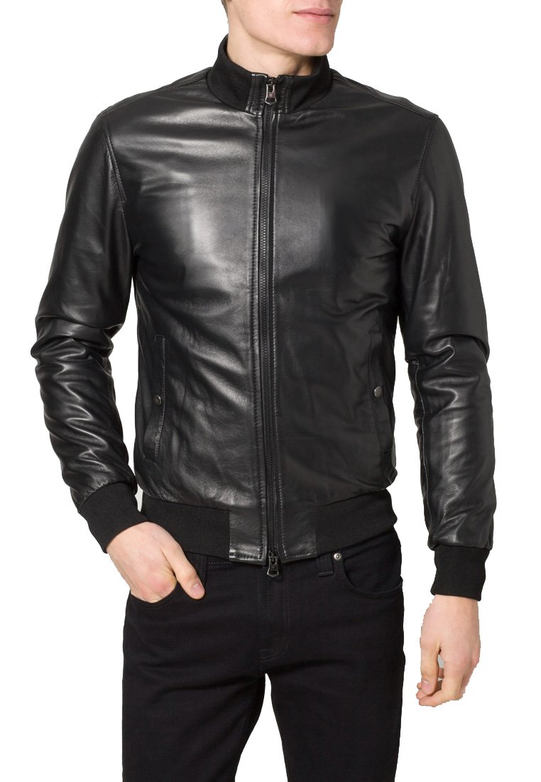 Nuevo Hombre Auténtico Piel de Cordero Chaqueta Cuero Negro Ajustado Moto Biker NLJUK295
