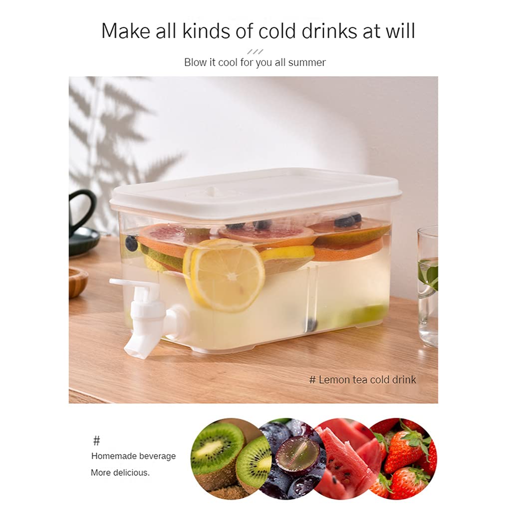 Distributore di bevande con rubinetto, Dispenser di acqua Frigo, Dispenser di acqua in plastica con coperchio, trasparente, per feste, matrimoni, ristorante (5L)
