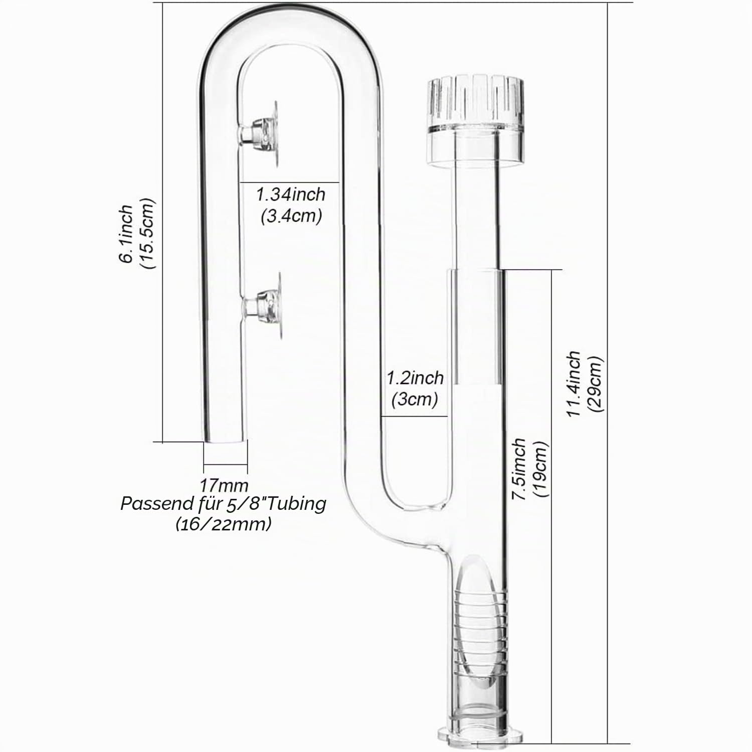 FZONE Aquatic Glass Lily Pipe Set mit Lily Skimmer Zufluss und Lily Abfluss für 16/22-mm(5/8''ID.) Aquarium Filter Tubing