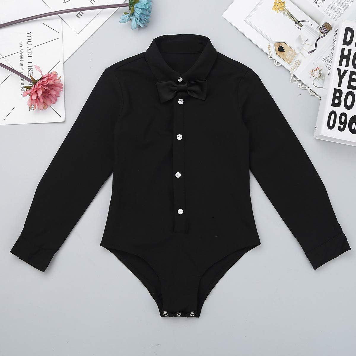YiZYiF Kids Children Boys' Latin Dance Shirt Ballroom Modern Salsa Samba Dancewear Bodysuit Tuxedo Leotard Top