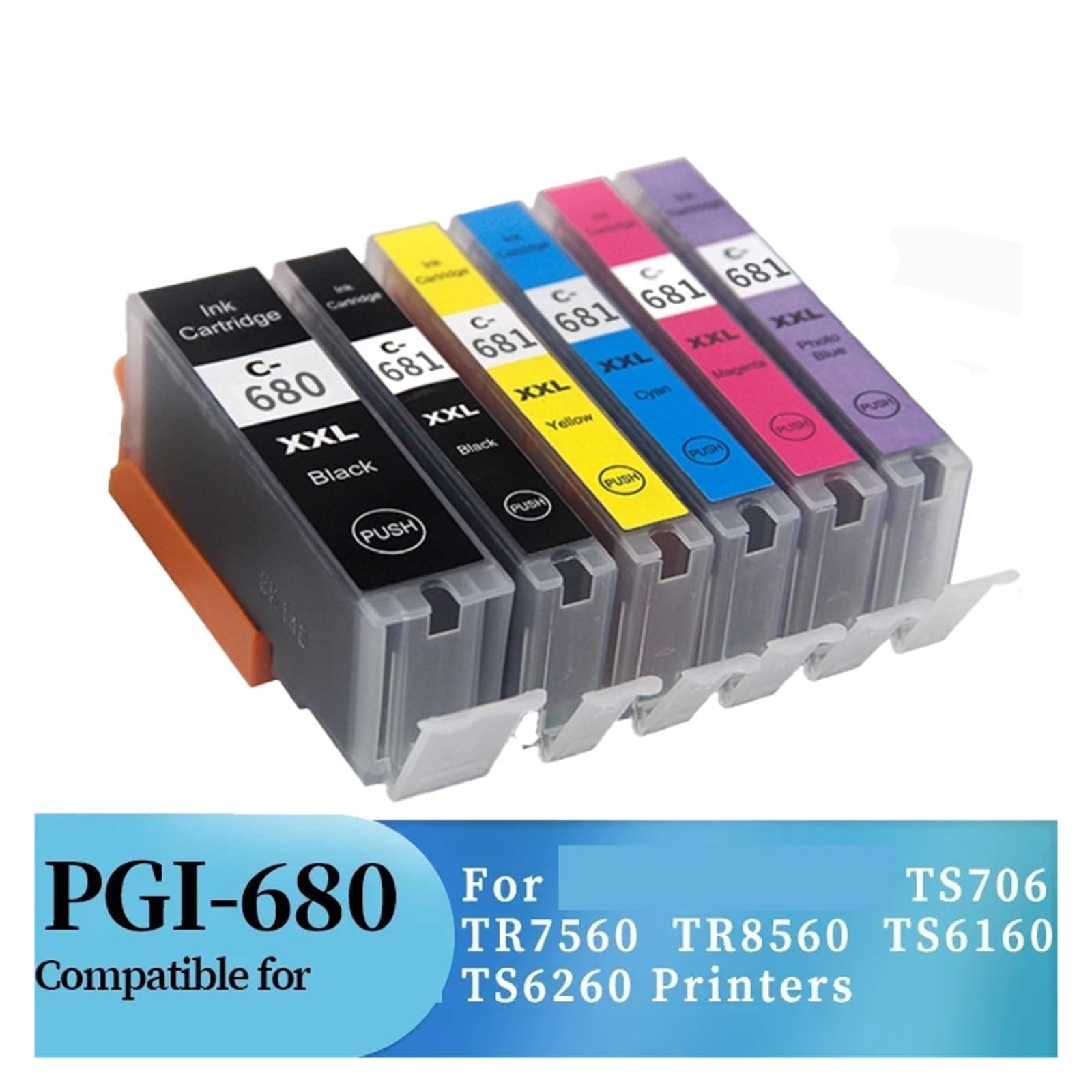 Cartucce D'inchiostro Ad Alta Resa 680XXL 681XXL Compatibili Con PIXMA Stampanti | Cartuccia d'inchiostro PGI-680XXL CLI-681XXL compatibile for PIXMA TS706 TR7560 TR8560 TS6160 TS6260(5Color 4set)