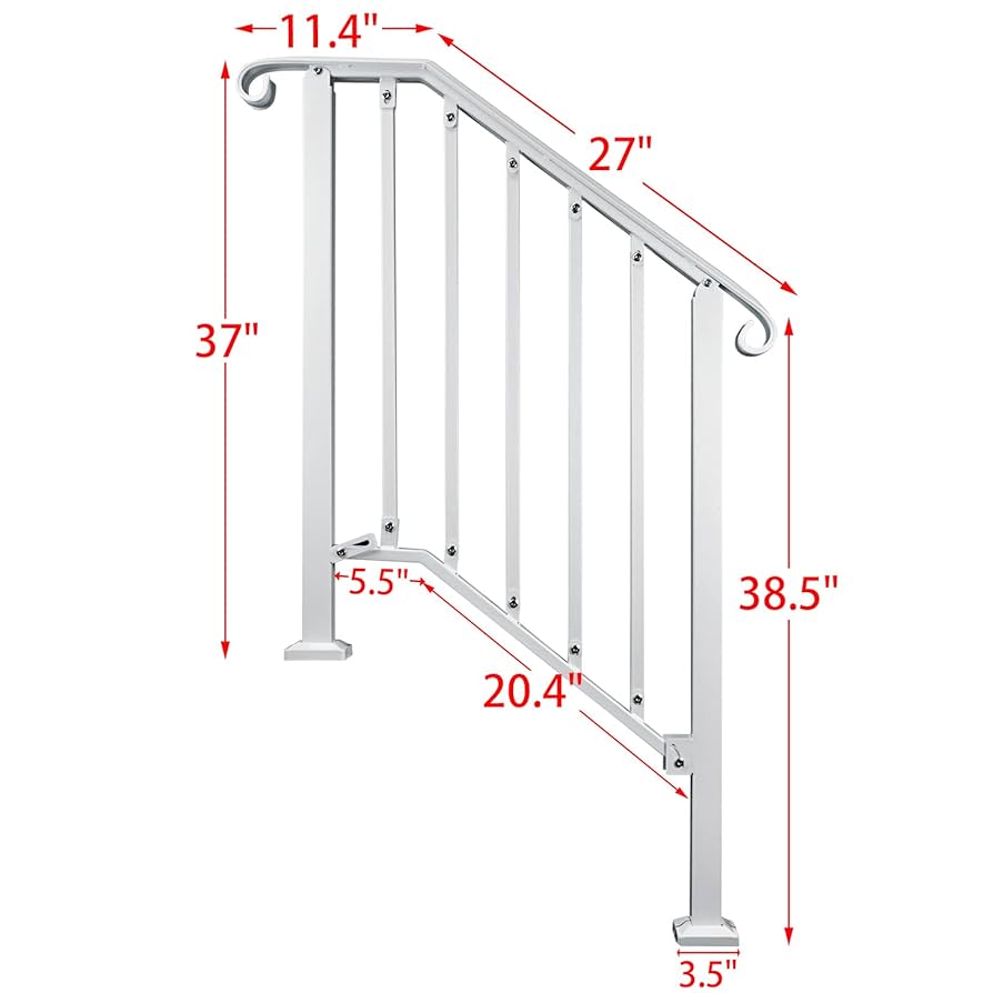 Zwinz Adjustable Handrails for Outdoor Steps, Handrail