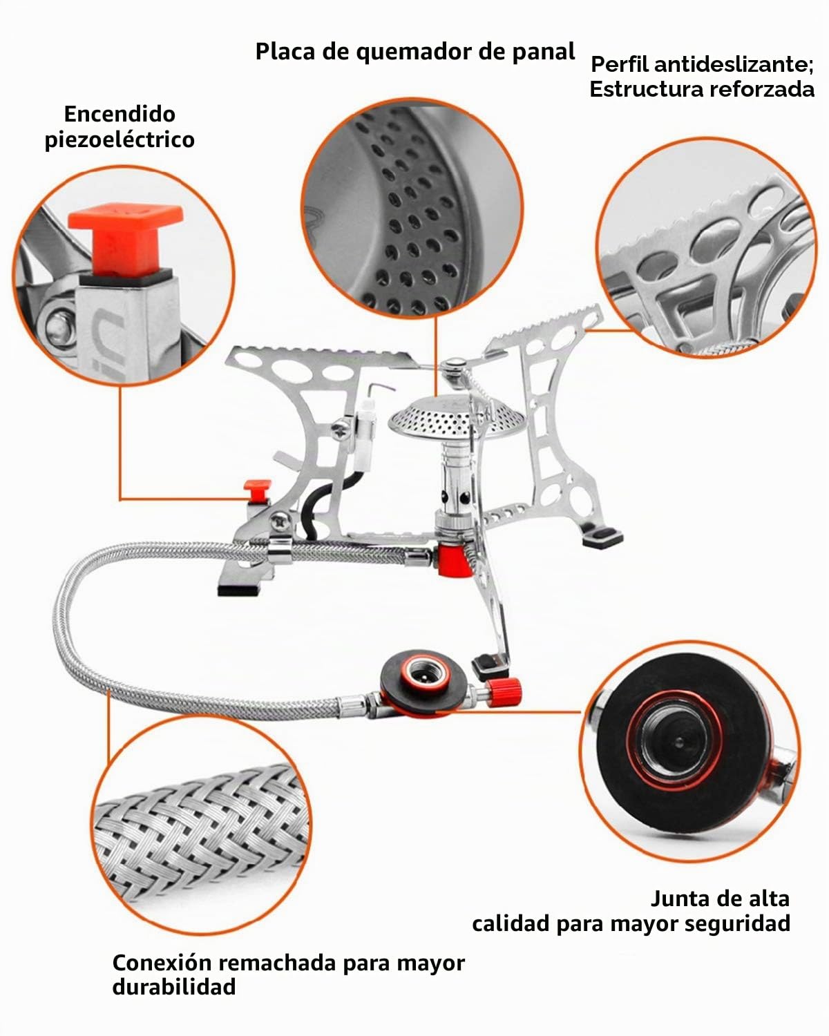 Bulin hornillo de Camping con Encendido piezoeléctrico, hornillo de Gas Plegable a Prueba de Viento, Ideal para Outdoor, Camping, Trekking, Senderismo y Picnic