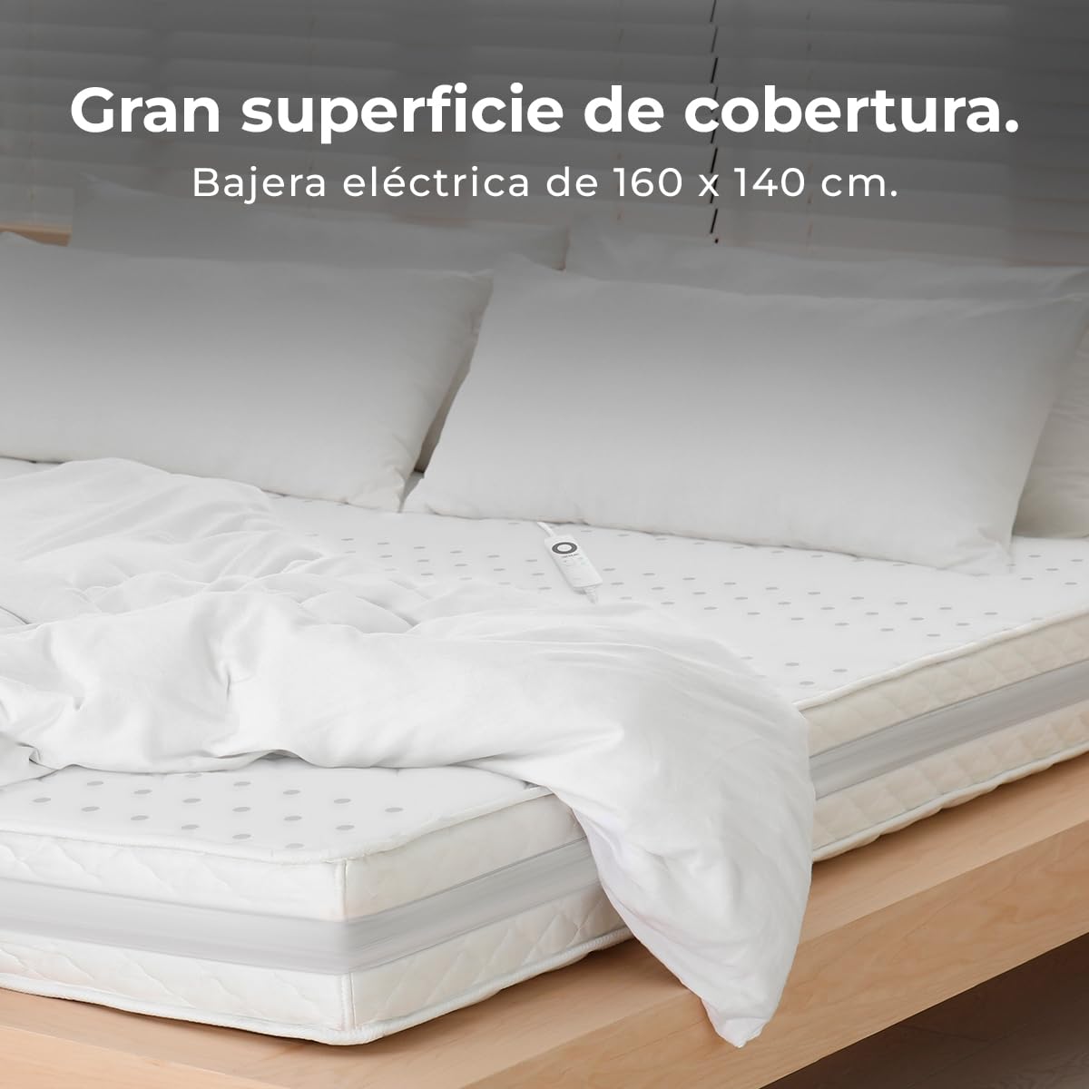 Cecotec Funda Bajera Eléctrica HeatConfort ThermalUnder Double (160 x 140). Manta Bajera Térmica con Apagado Automático y 6 Niveles de Temperatura Ajustables para un Confort Personalizado.