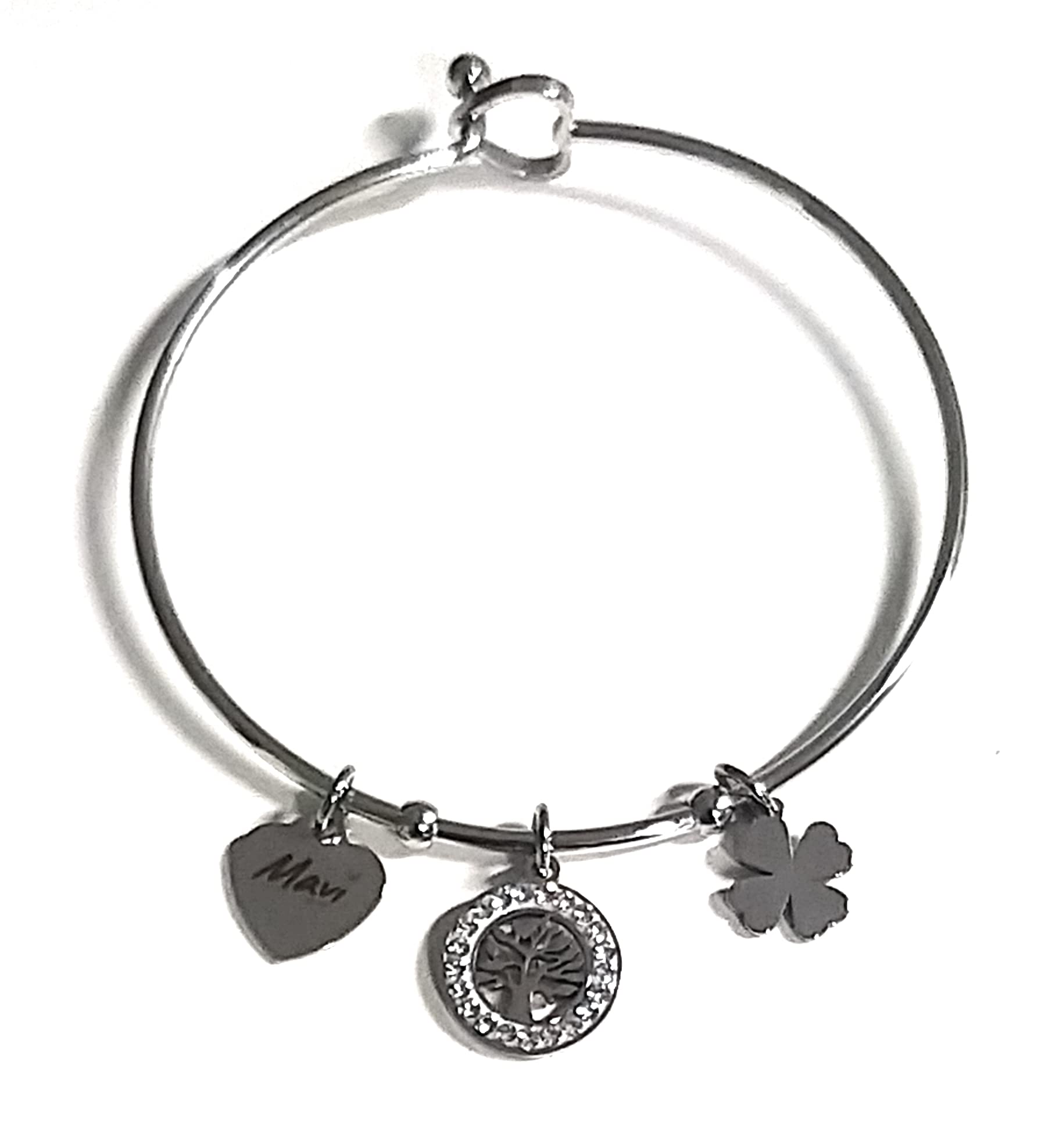 Bracciale Portafortuna In Acciaio Con Corno E Cuore – Gioiello In Acciaio Inox Con Ciondoli Amuleto, Regolabile, Per Donne E Ragazze