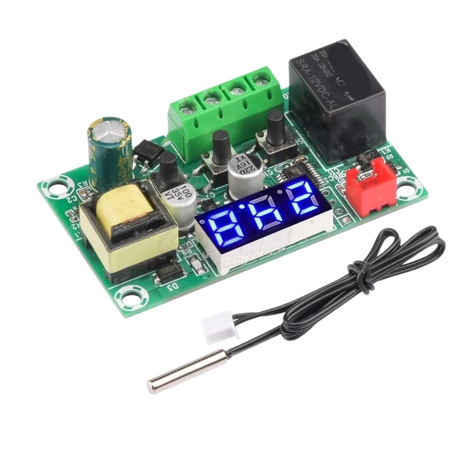 5 pezzi W1209 LED Termostato Digitale Regolatore di Temperatura Modulo Interruttore Termometro Sensore NTC Impermeabile AC 110-220V(WHITE)