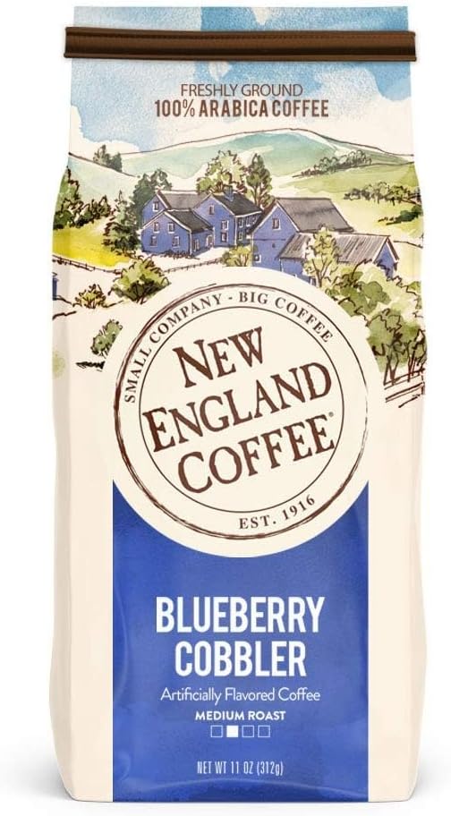 New England Coffee Blueberry Cobbler Ground Coffee, 11 oz bag
