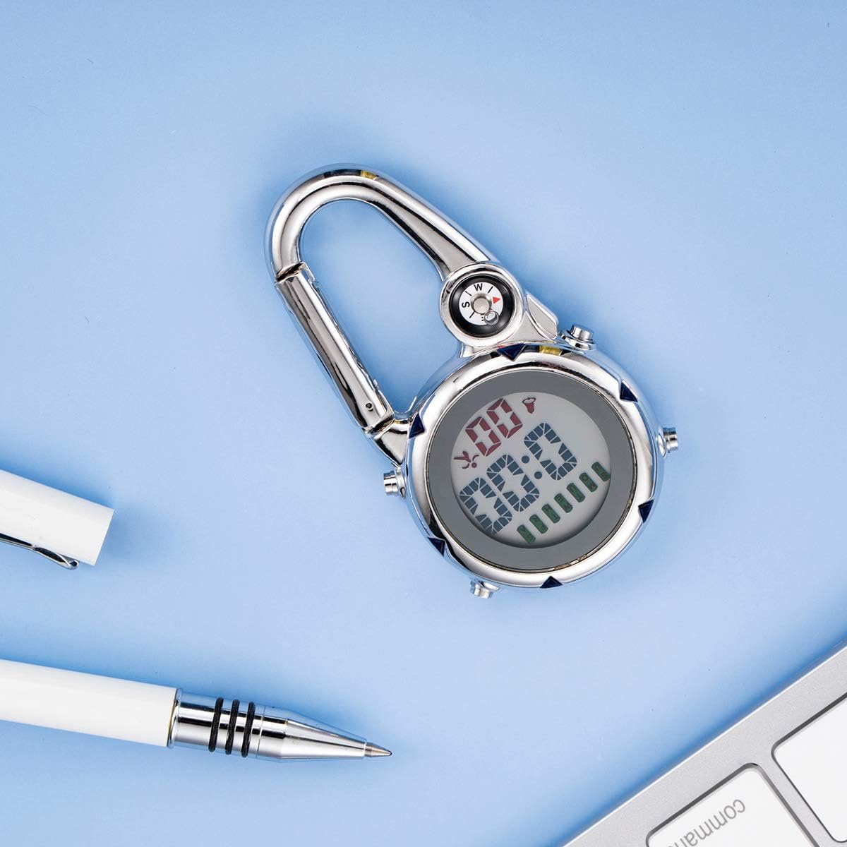 2 Pack Clip on MultiFunction Digital Carabiner Watch Backpack Fob