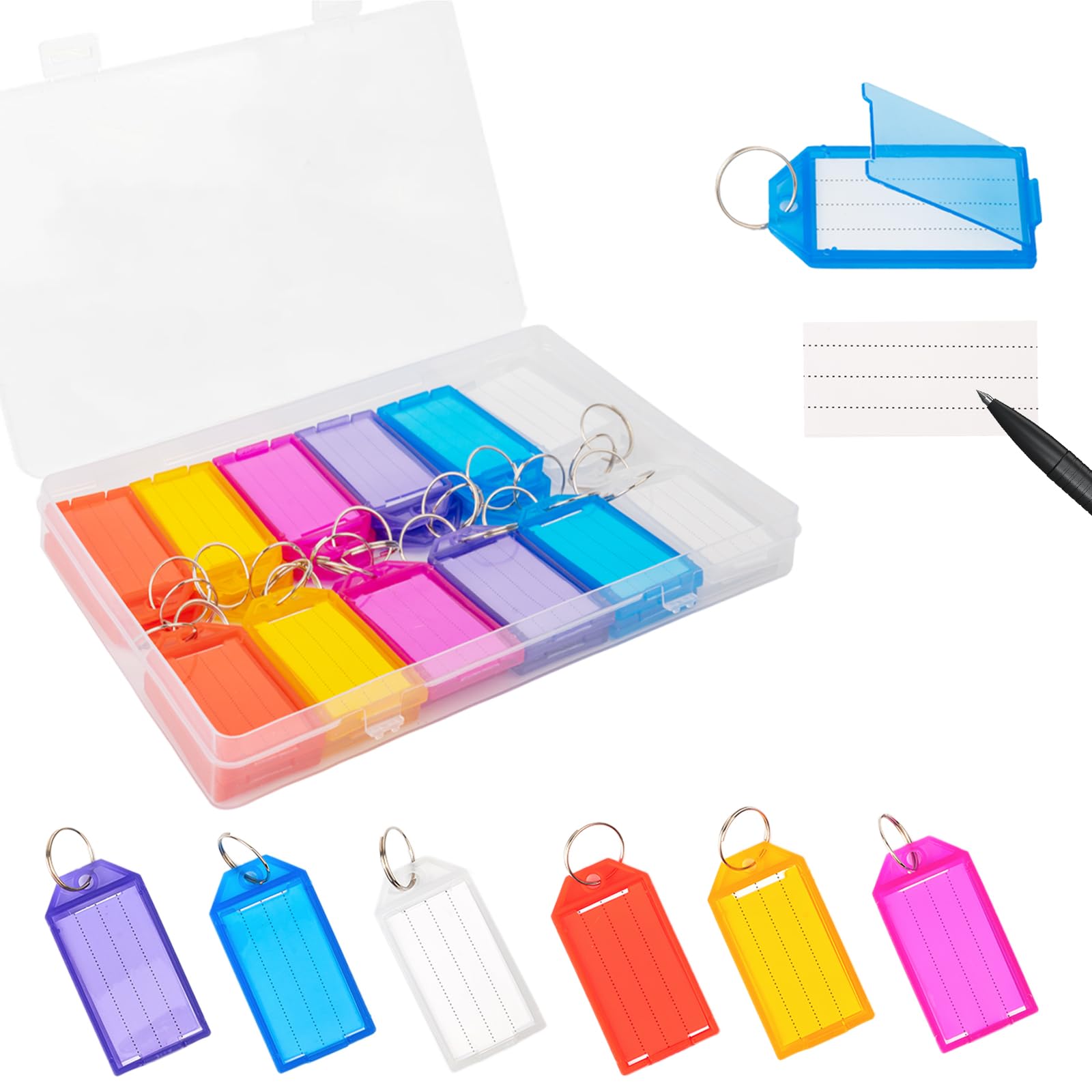 100 Porte-Étiquettes Pour Clés Avec Anneaux - 8 Couleurs, Inscriptibles - Organisation Maison/Bureau