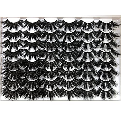 Pooplunch 25MM False Eyelashes Faux Mink Lashes 24 Pairs Pack Fluffy Dramatic Thick Long Fake Eye Lashes Bulk Wholesale
