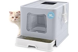 Bolux Extra Large Foldable Cat Litter Box with Lid and Scoop