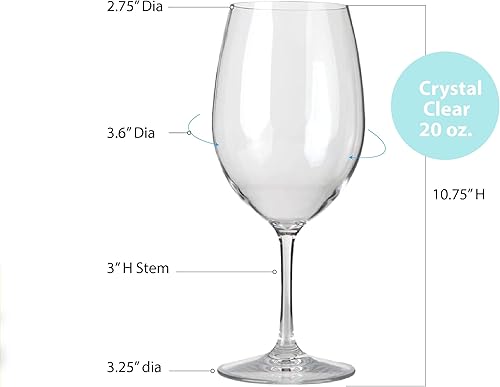 Miniatura 6 de Lily's Home Copas de vino tinto irrompibles Cabernet y Merlot Burdeos, hechas de plástico Tritan inastillable, para uso en interiores y exteriores,