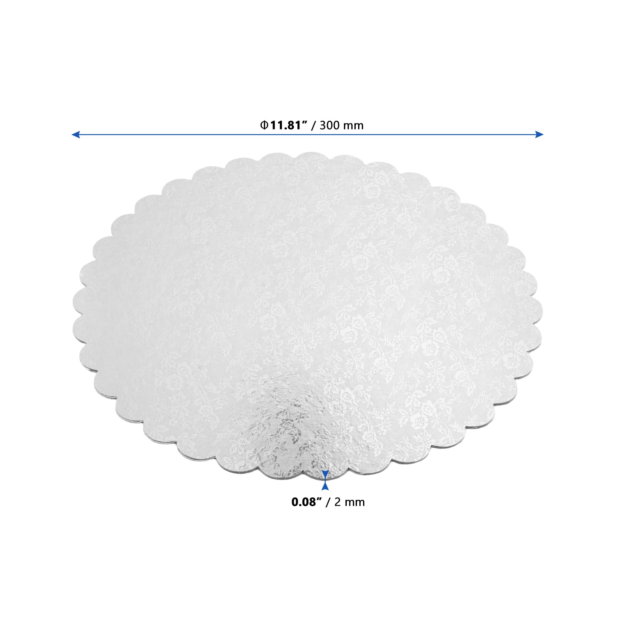 30 Stück Cakeboard 30 cm Rund Silber, 2 mm Dicke Tortenplatte Pappe, Kuchenplatte Rund Pappe für Feiern, Geburtstag, Kuchenpräsentation
