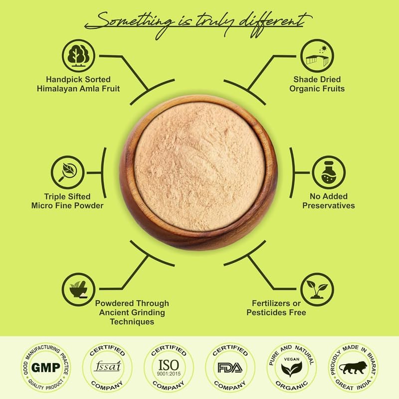 Image of IYUSH Herbal Ayurveda Wild Himalayan Amla Powder - 400gm | Amla Powder for Eating | Amla Powder for Hair Growth Organic | Organic Amla Powder | Hair Volume Powder | Indian Gooseberry Powder |