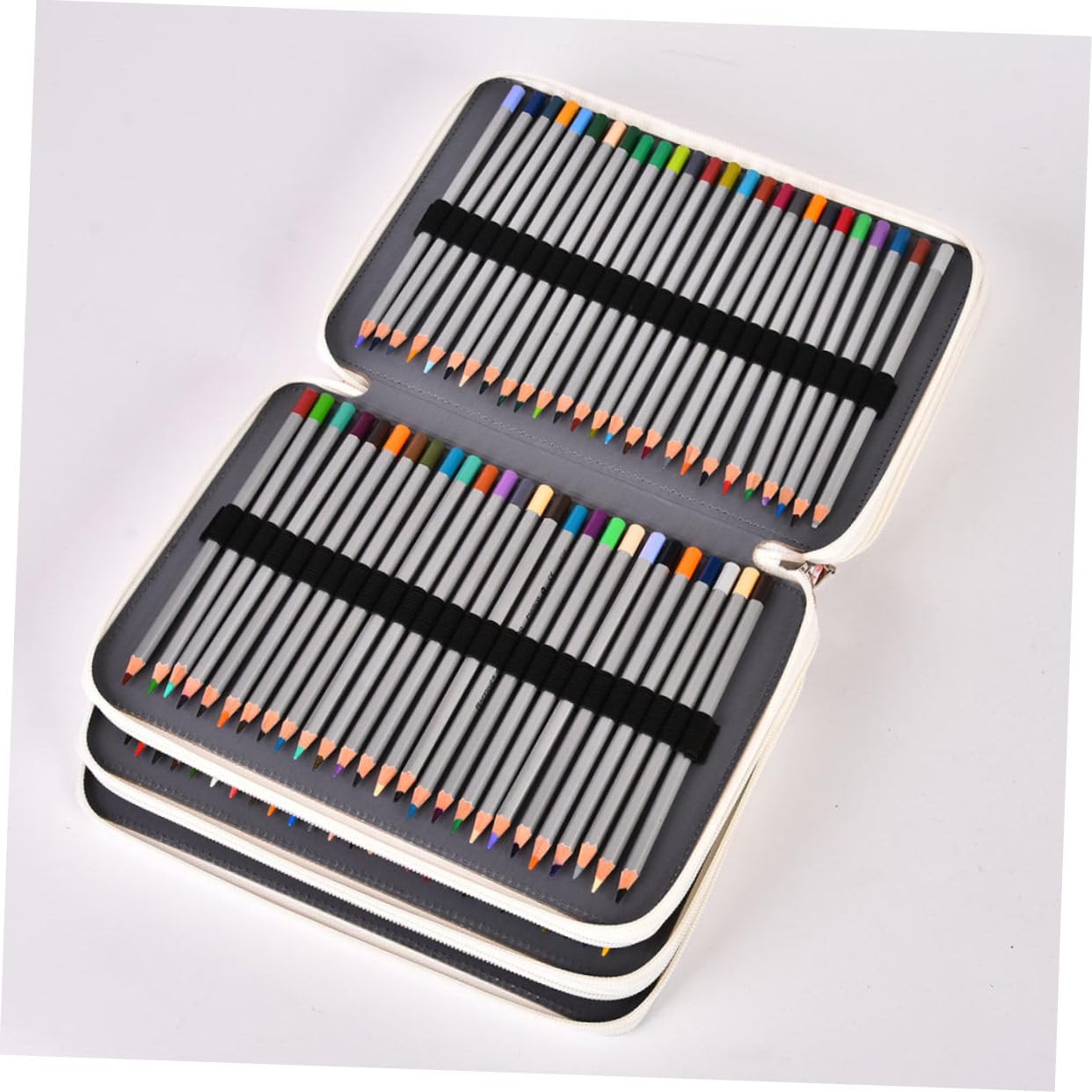 TEHAUX Federmäppchen mit 252 Fächern, Großes Pu Polyester Etui mit Henkel